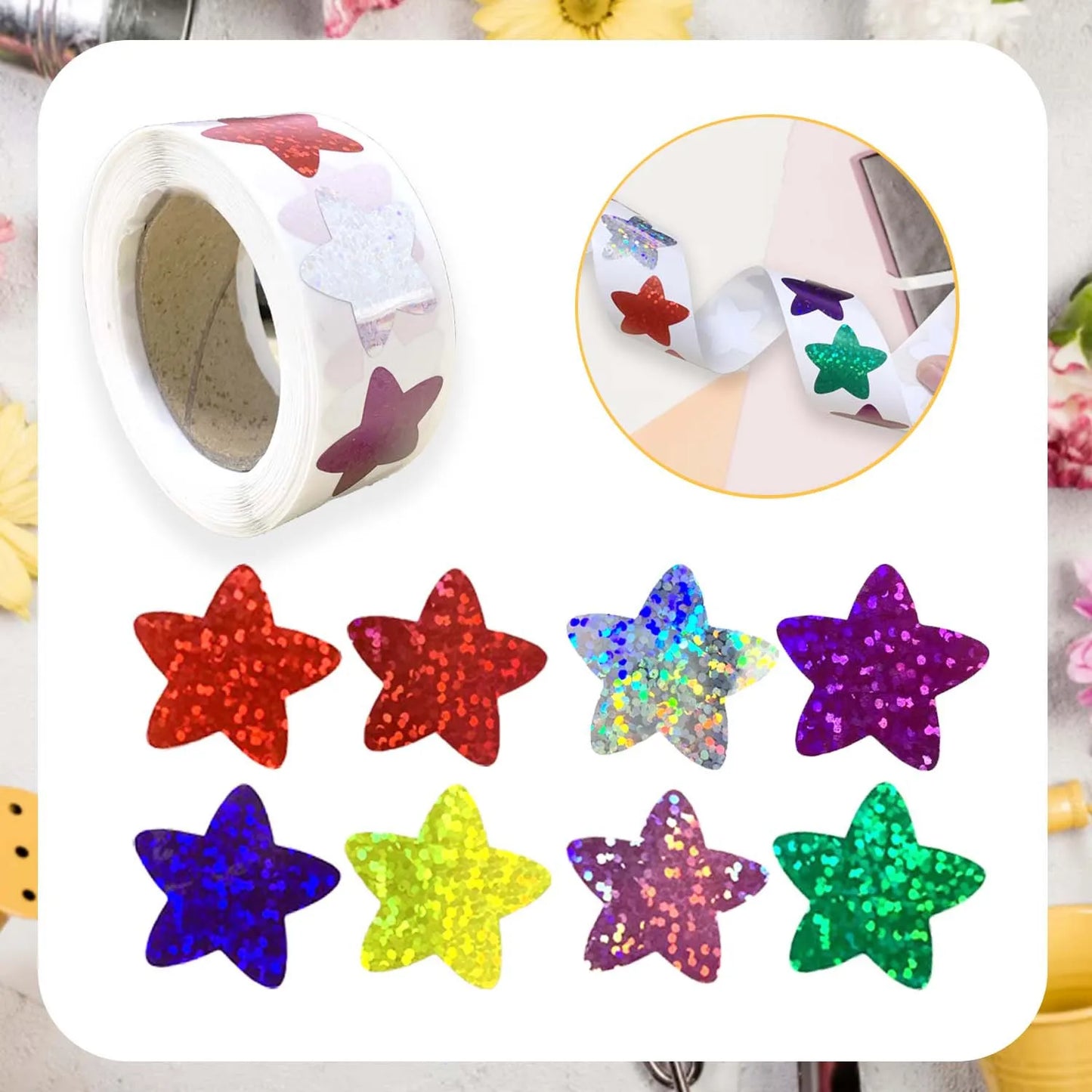 50-500pcs Colorful Star Stickers for Kids Reward School Classroom