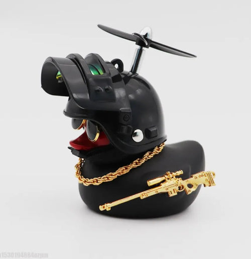 Broken Wind Rubber Duck Motor Accessories Yellow Duck with Helmet Auto