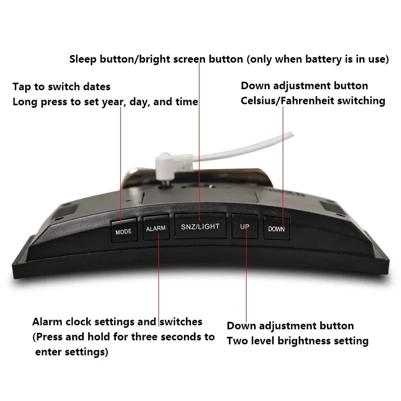 Creative Curved Electronic Clock, LED Large Screen Plug-in Battery