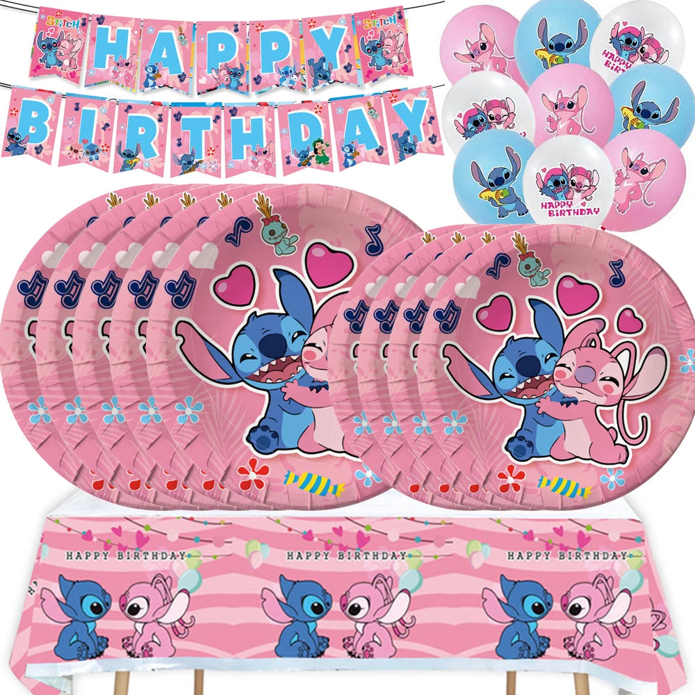Disney Pink Lilo Stitch and Angel Birthday Party Decoration