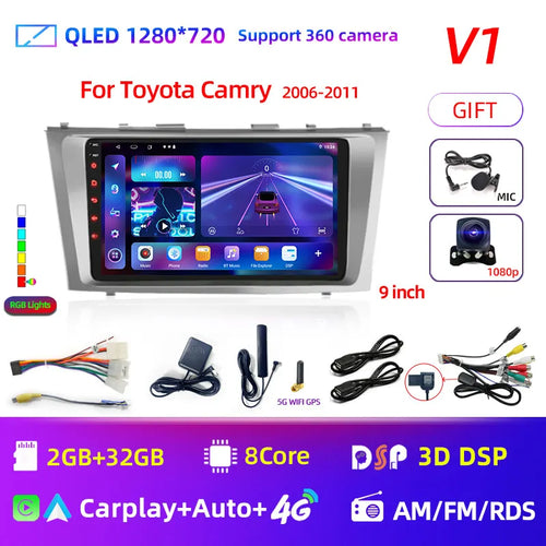 2din 9" 4G Carplay Android 12 Car Radio Multimedia Video Player For