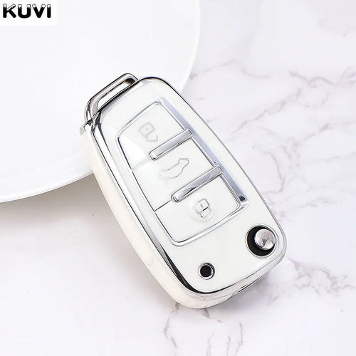 Soft TPU Car Flip Key Case Cover Holder For Audi A1 A3 A6 A6L Q2 Q3 Q7