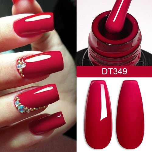 MEET ACROSS 7ml Red Gel Nail Polish Crystal Semi Permanent Soak Off UV