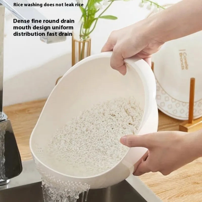 1PC-Plastic Colander Rice Bowl Drain Basket Fruit Bowl Washing Drain