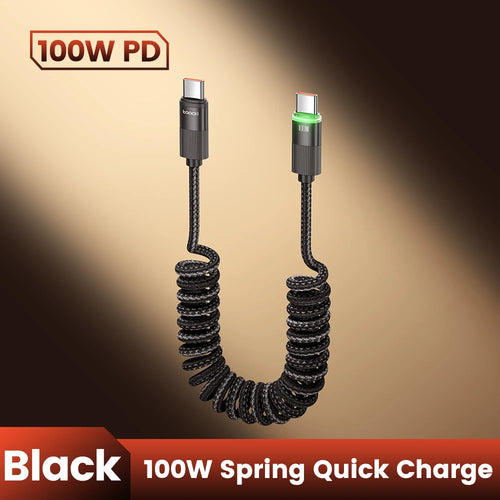 Toocki 5A100W Type C To Type C Cable Spring Retractable Car Phone