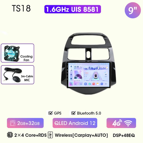 JMCQ 9" Car Stereo Radio For Chevrolet Spark Beat Matiz Creative 2010