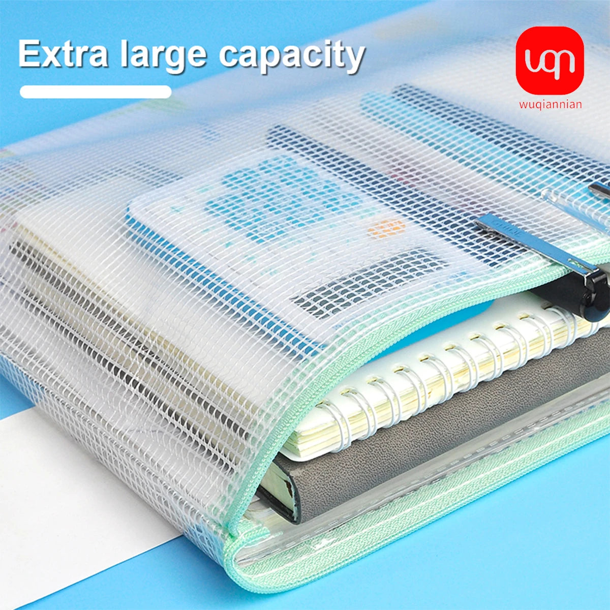 10pcs transparent zip A4 plastic mesh waterproof storage bag for