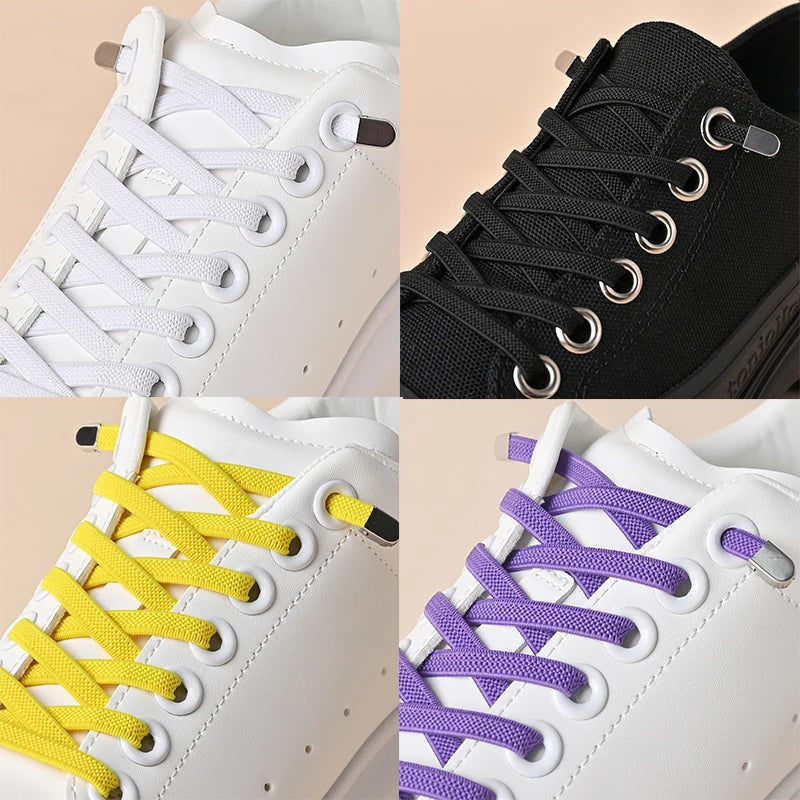 No Tie Shoelaces Elastic Outdoor Leisure Sneakers Quick Safety Flat