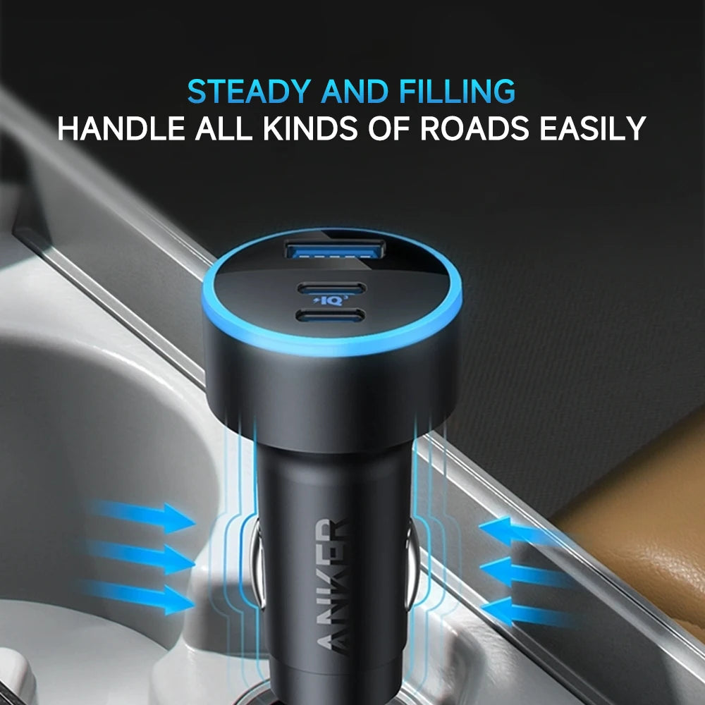 ANKER 67W USB-A Type C Car Charger Super Fast Charger 3 Ports