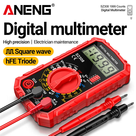 ANENG SZ308 Square Wave Digital Multimeter 1999 Counts HFE Triode
