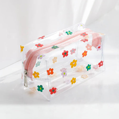 Cute Flower Transparent Pencil Case PVC Pencil Bag Large Capacity