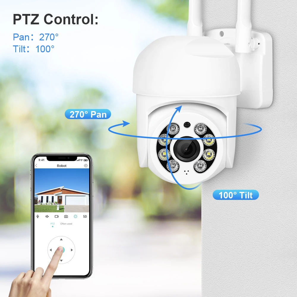 4MP HD Outdoor Wifi Camera Waterproof PTZ IP Camera 5X Digital Zoom