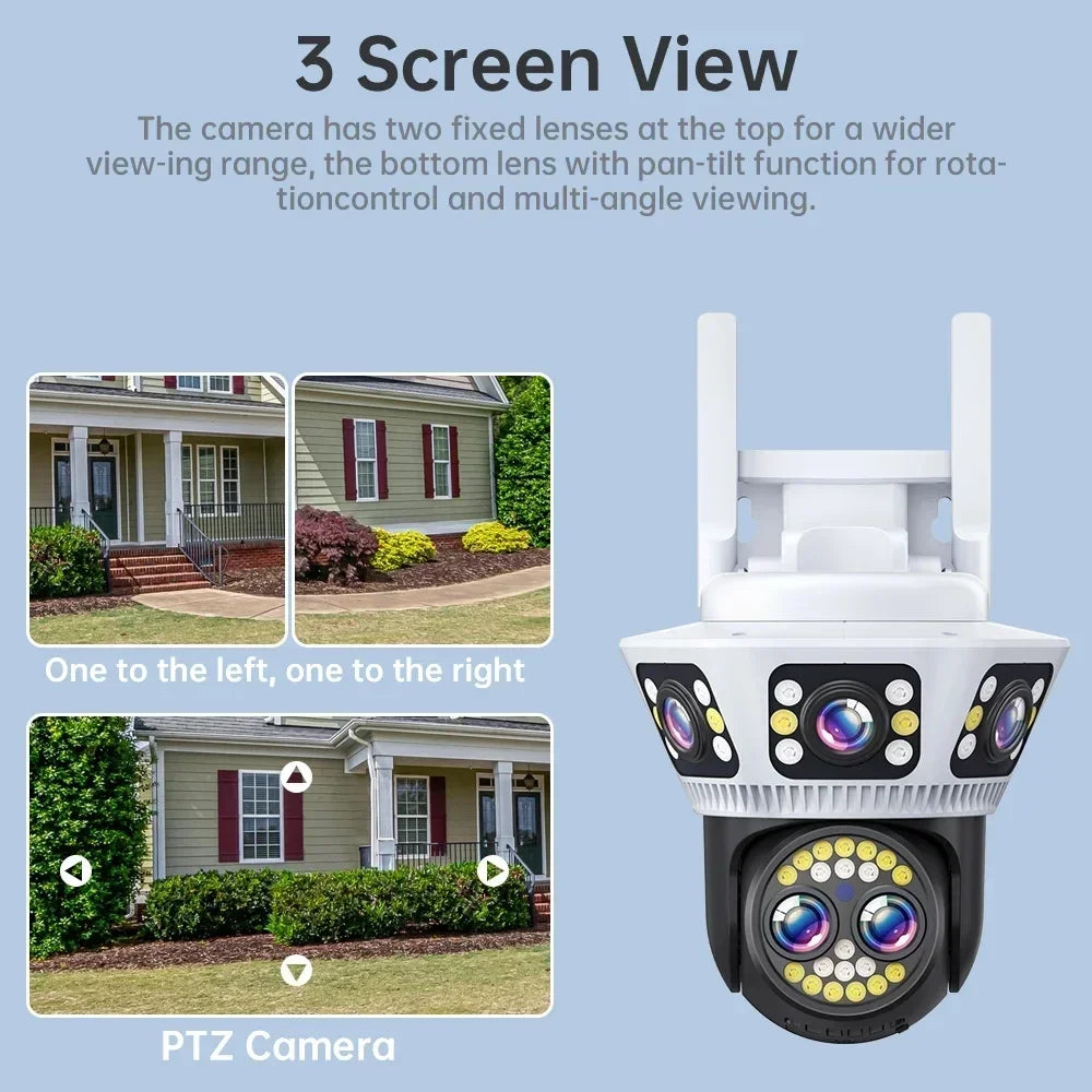 New 8K WiFi Camera Outdoor 10X Zoom Three Screen PTZ Video