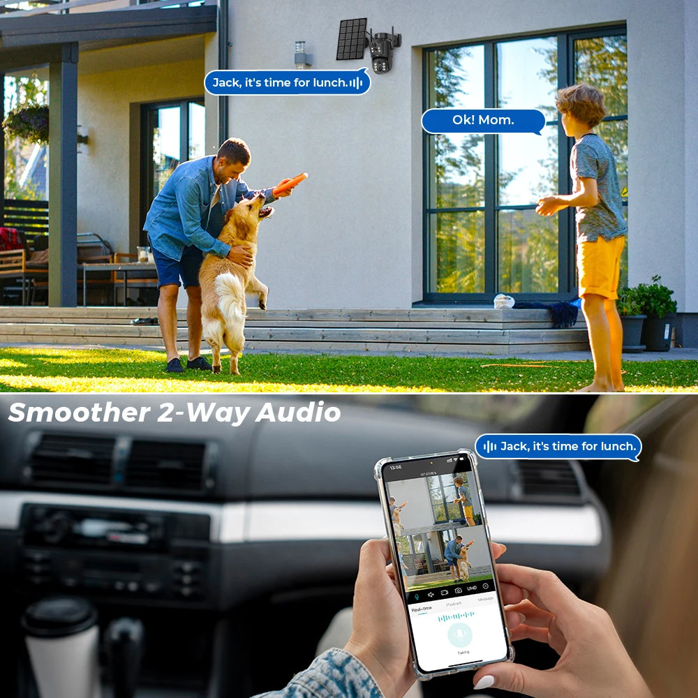 4k 8MP WIFI Solar Camera With 7800 mAh Battery Dual Lens Wireless PTZ