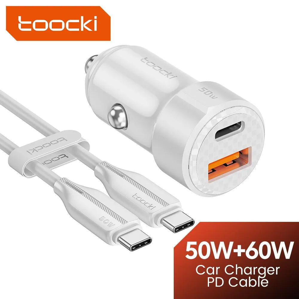 Toocki Car Charger 50W Quick Charge USB A to Type C Cable 66W for