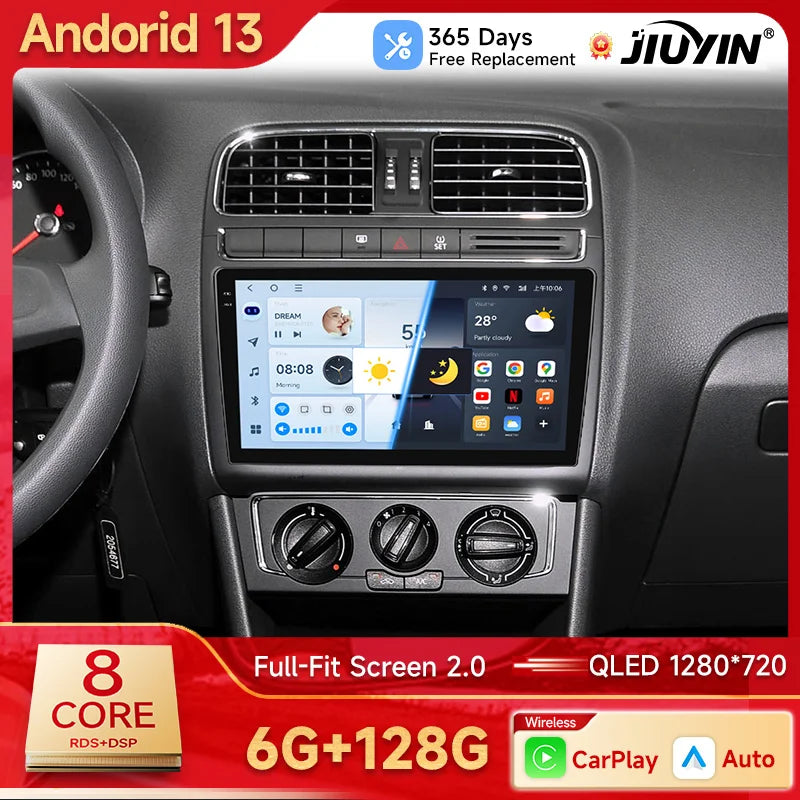 JIUYIN AI Voice Android 13 Auto Radio For VW Volkswagen POLO 5 sedan