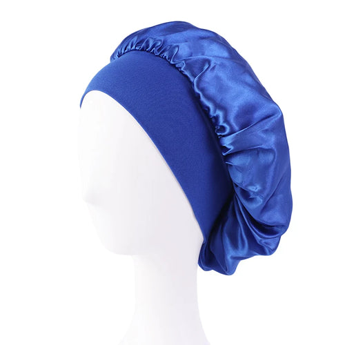 New Women's Satin Solid Wide-brimmed Sleeping Hat Unisex Head Wrap
