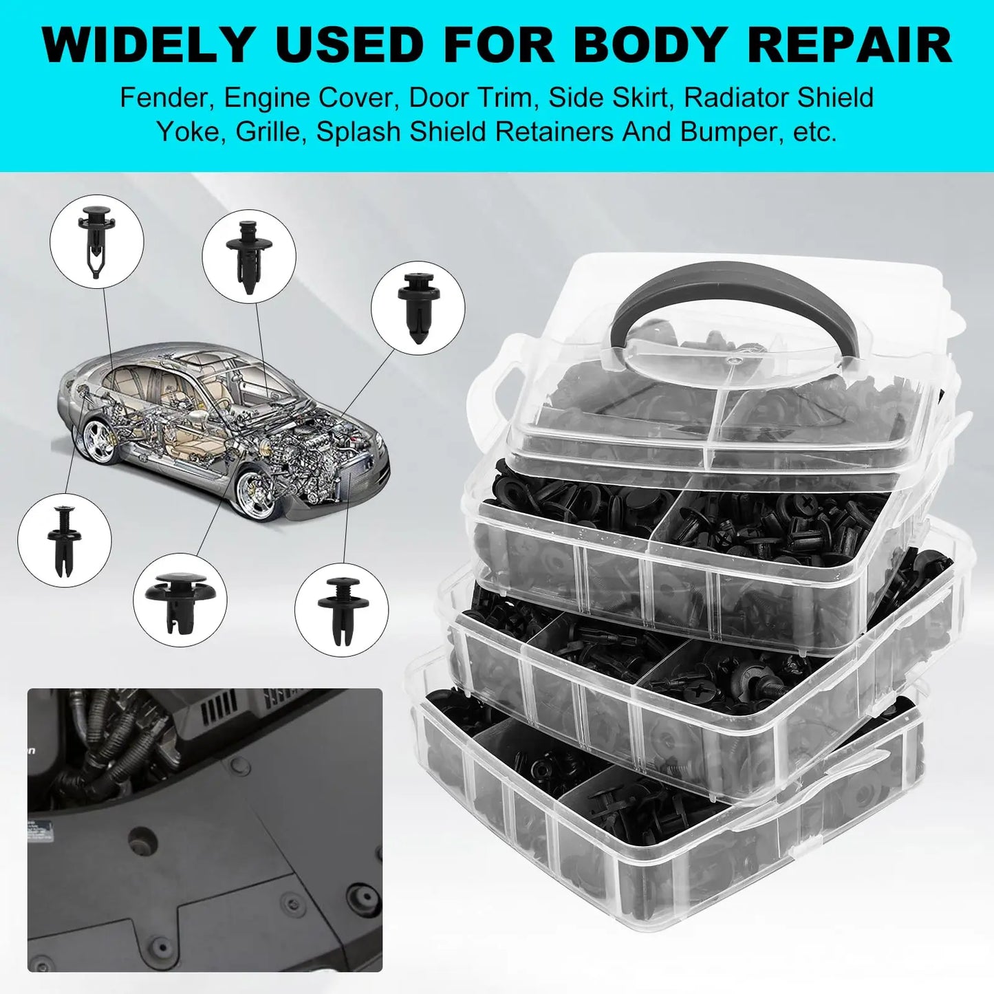 620/100PCS Car Fastening Clip Kit Rivet Cip Panel Decoration Body Push