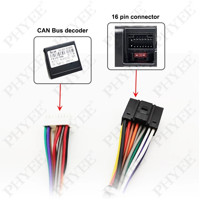 Radio Wiring Harness Adapter CAN Bus Decoder 16 Pin Plug to ISO