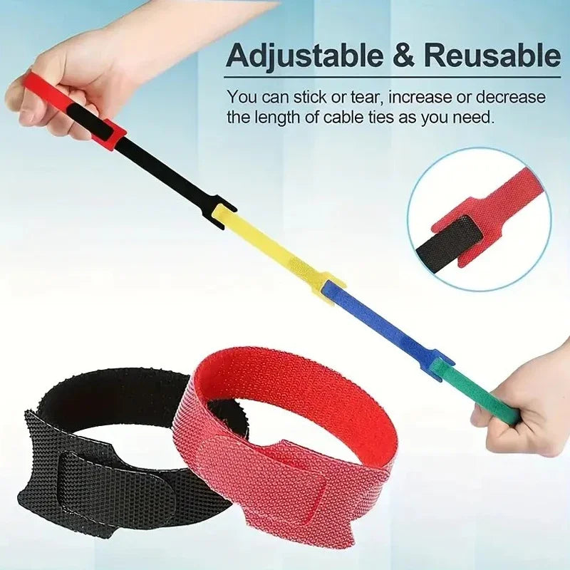 50pcs Reusable Hook and Loop Cable Ties Fastening Straps Multi-Purpose
