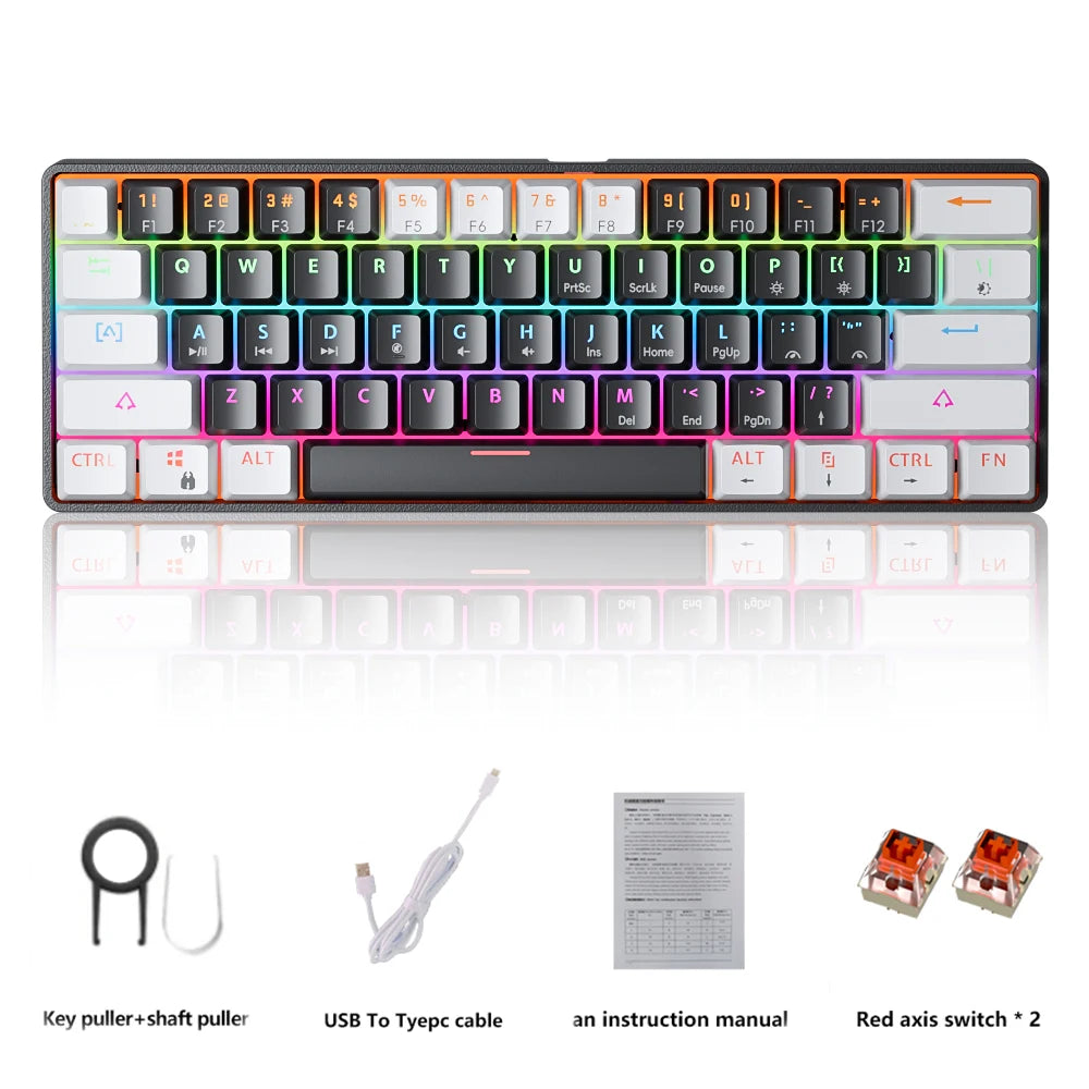 MUCAI MK61 USB Gaming Mechanical Keyboard Red Switch RGB Backlit Hot