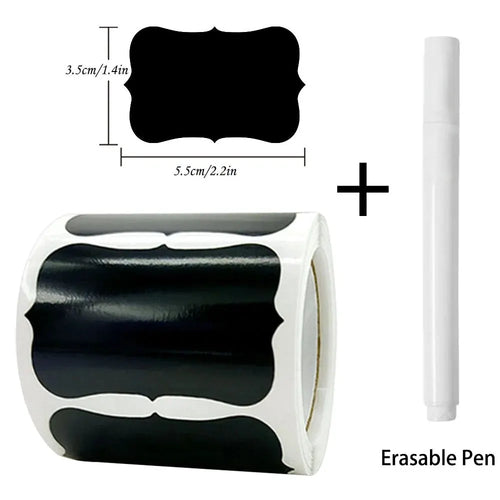 120Pcs/Roll 3 Styles Removable Blackboard Stickers With Erasable Pen