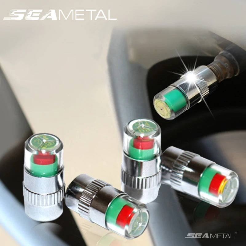 SEAMETAL 4pcs Car Tire Pressure Indicator Tire Pressure Gauge Alert
