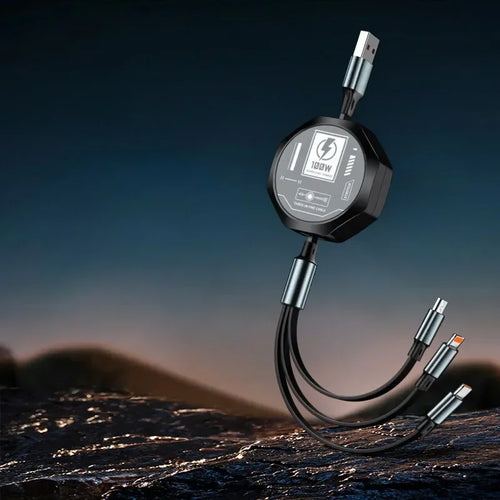 100W 3 In 1 Retractable Usb Cable Fast Charging And Data Micro Usb