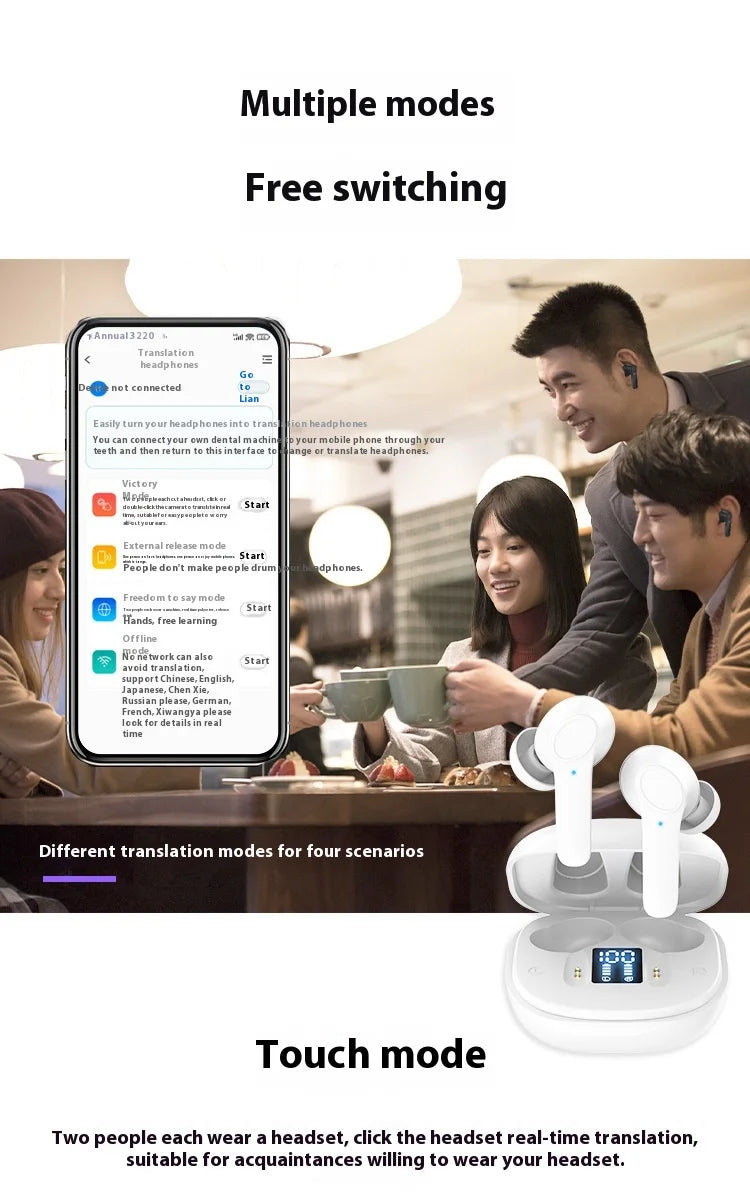 Translation Headphones Real Time Bluetooth Earbuds Translator 144
