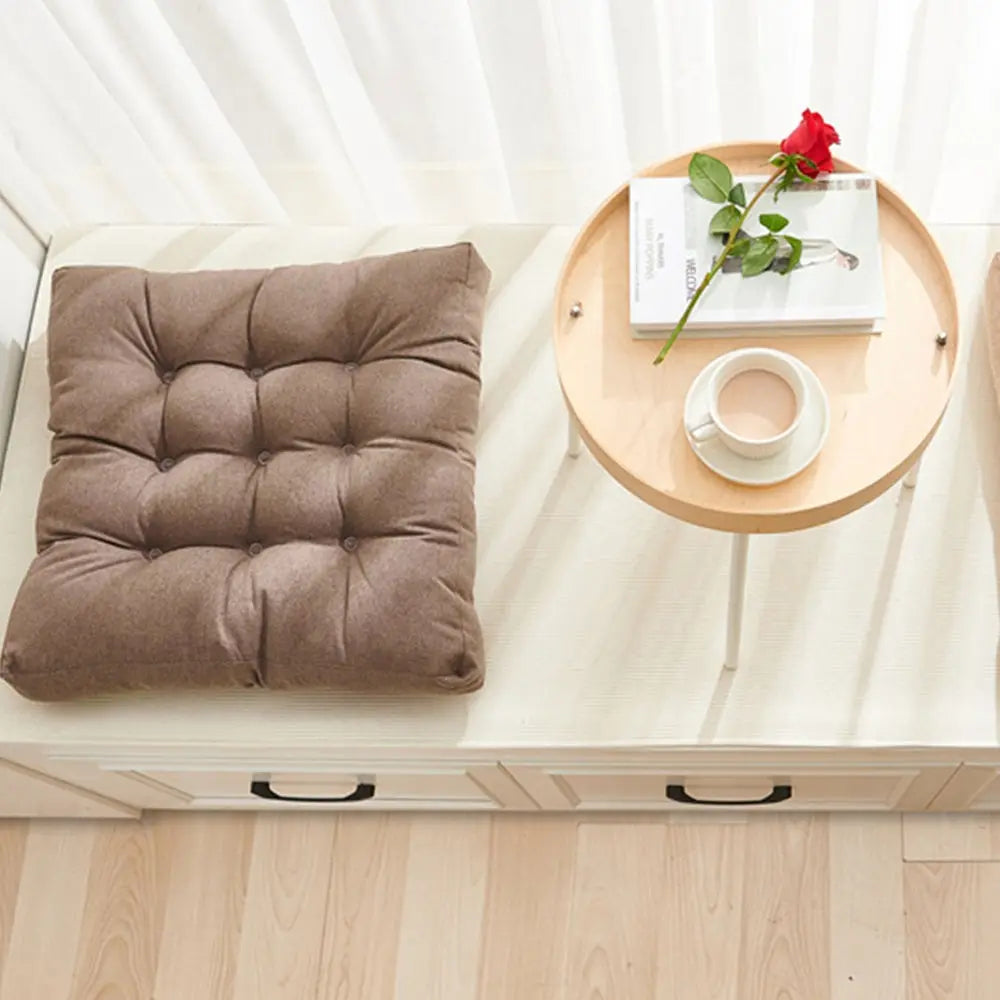 Linen Cushion Pearl Cotton Square Stool Backrest Pillow Home Office