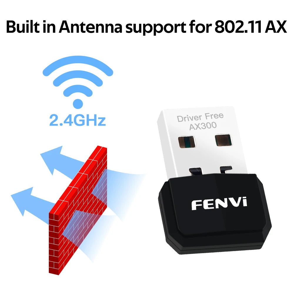 FENVI WIFI 6 USB Adapter AX300 Network Card Mini USB Dongle 2.4GHz