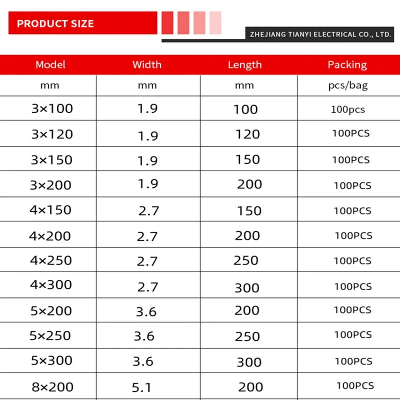 Self-locking plastic nylon tie 100 PCS black cable tie fastening ring