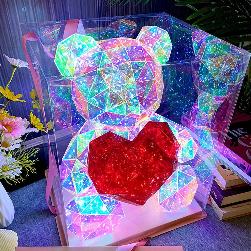 30cm Teddy Bear Doll Gift Lamp Colorful Sparkling Romantic Surprise