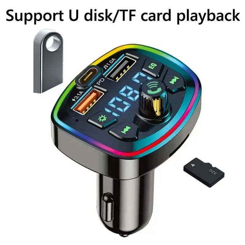 Car Charger FM Transmitter Bluetooth5.0 Hands Free True 3.1A Dual USB