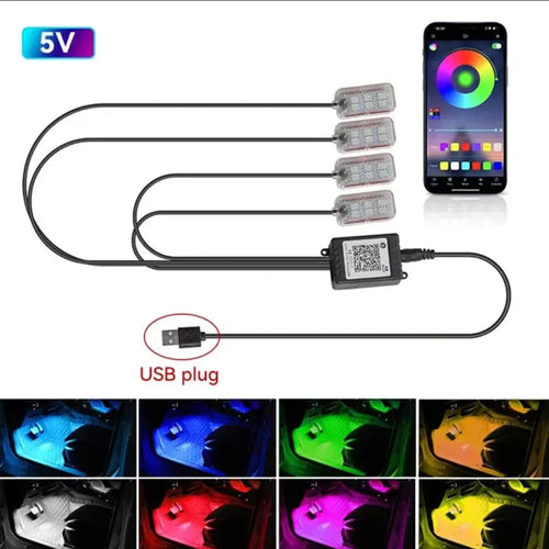 Neon LED Car Interior Ambient Foot Strip Light Kit Car Accessories