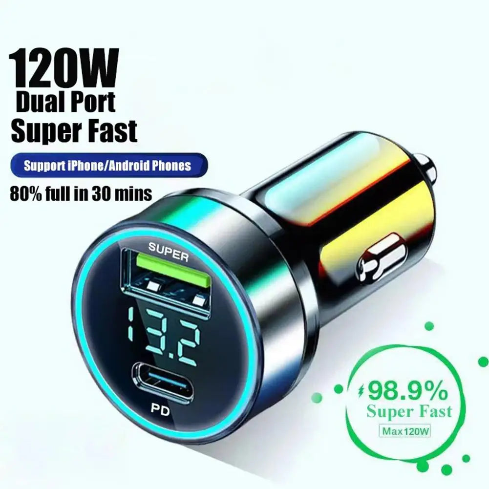 2 Port Super Fast USB Car Charger For iPhone 14 Pro Max 13 12 11