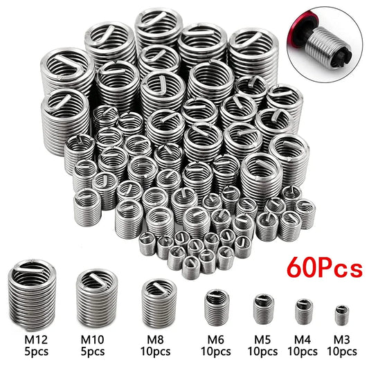 60Pcs Wire Thread Insert M3 M4 M5 M6 M8 M10 M12 Fastening Thread