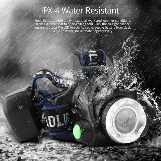 Powerful LED Headlamp Rechargeable Telescopic Zoomable Headlight