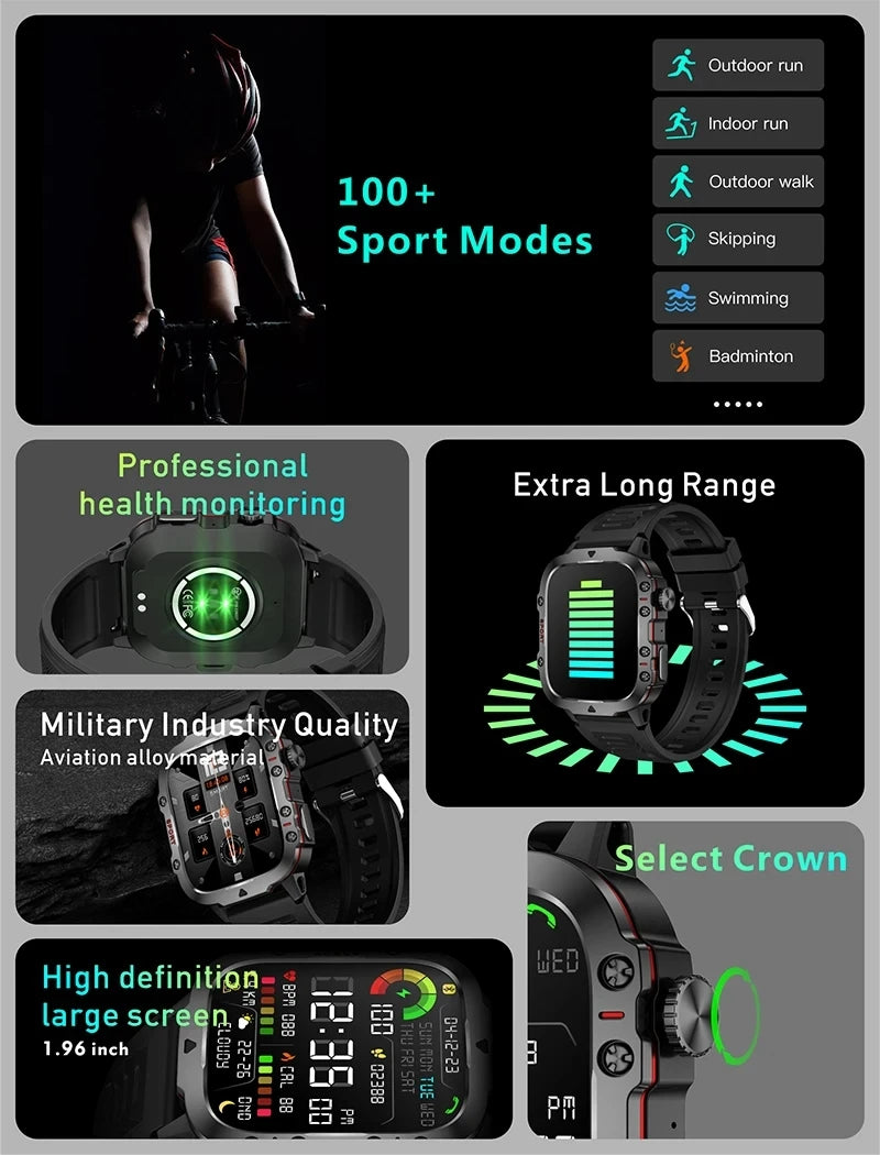 For Xiaomi Military Smart Watch Men IP68 GPS Outdoor 100+Sports