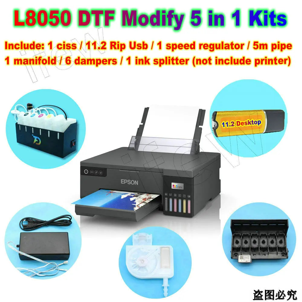 L8050 L18050 DTF CISS Modify Ink System Kit Full Set For Eco-Tank