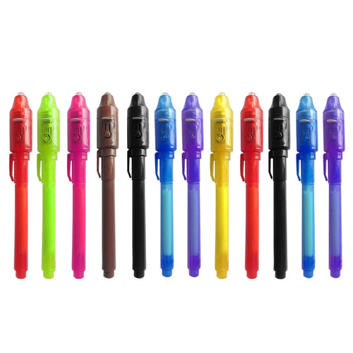 Invisible Ink Pen 12 PCS, Spy Pen with UV Light, Magic Marker for