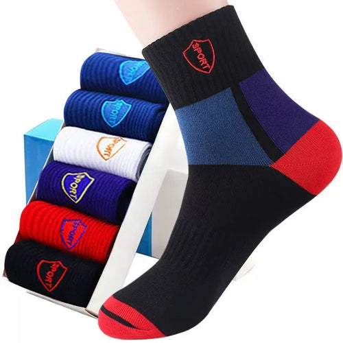5 Pairs Of Men's Socks, Autumn And Winter Vintage Fun Fashion Athletic