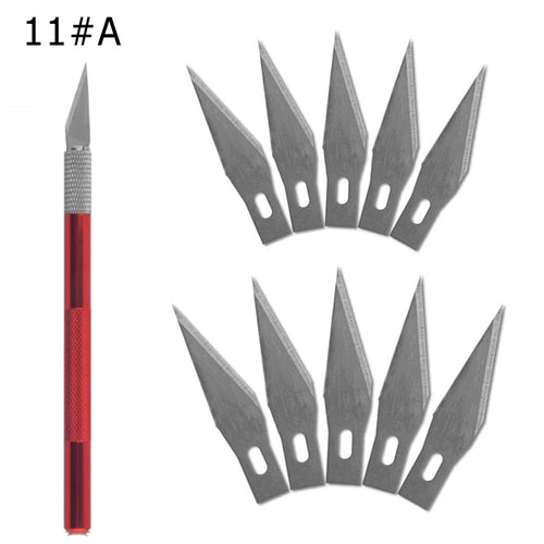 Engraving Non-Slip Metal Knife Kit + 40/10pcs #11 Blades Cutter Craft