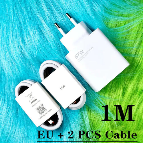 Original Xiaomi 67W Turbo Fast Charger EU Plug 6A Type C Cable For Mi