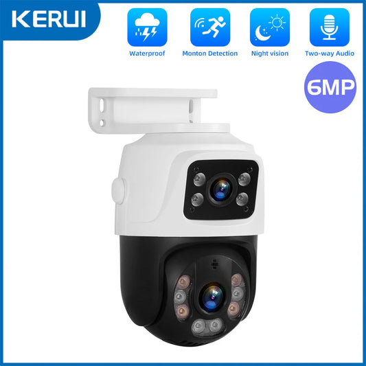 KERUI Outdoor Dual Lens PTZ 6MP POE IP Camera Home Security Camera