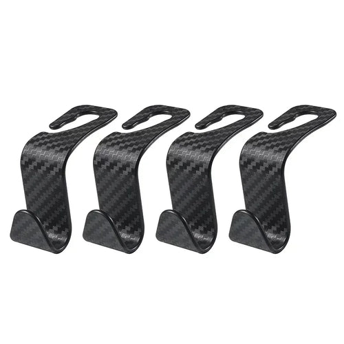 4PCS Car Hidden Seat Hook Multi-Purpose Carbon Fiber Texture Car Seat