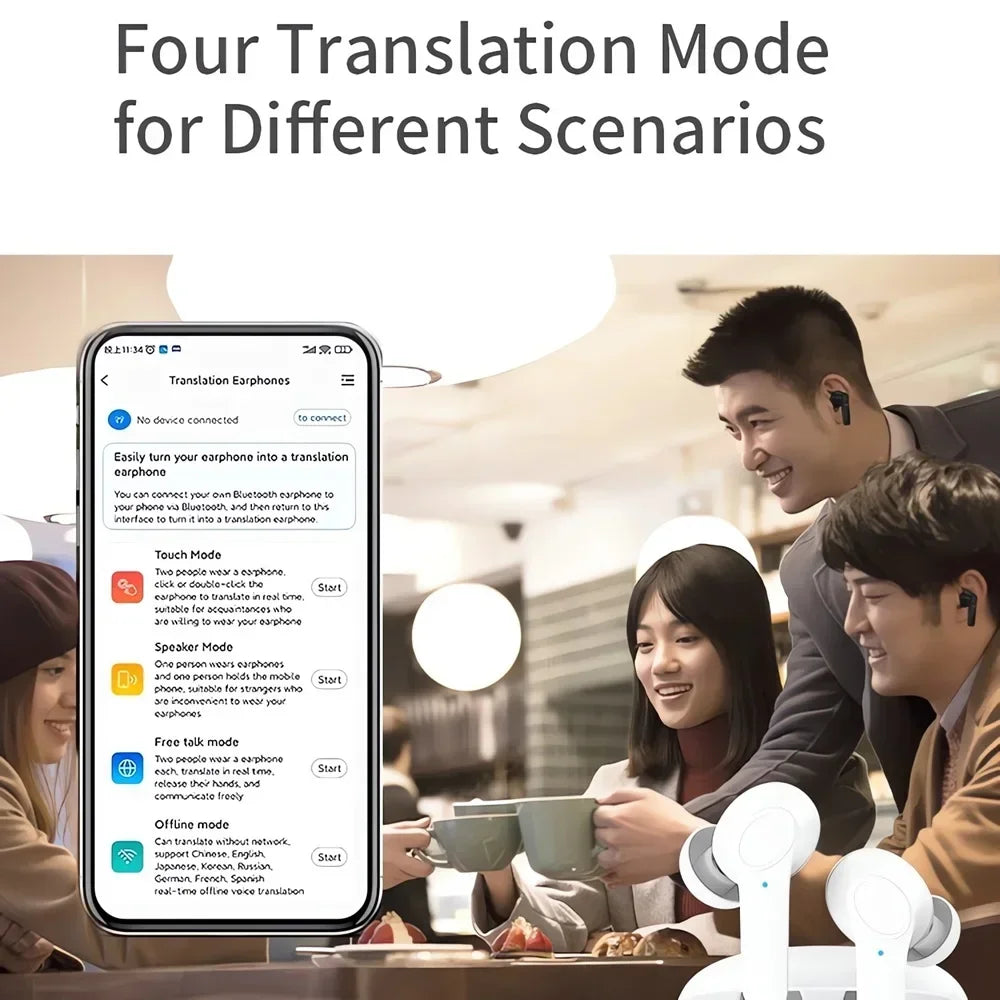 Intelligent Translate Earbuds 144 Languages Real Time AI Voice