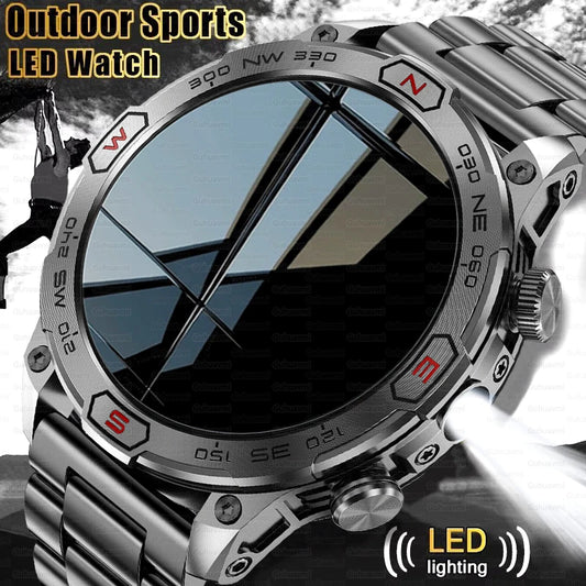 2024 For Xiaomi Outdoor Military Flashlight GPS Smart Watch Man AMOLED