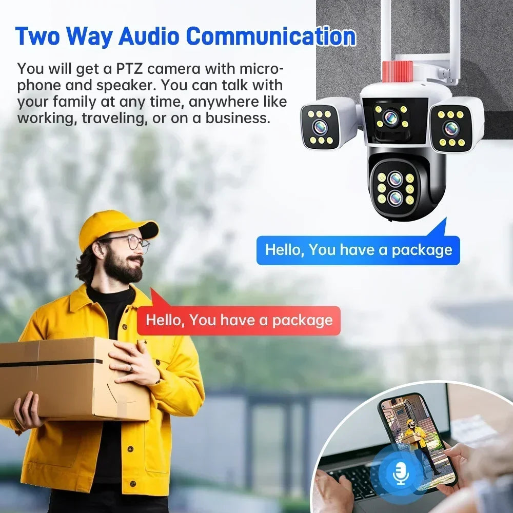 DIFANG 10K 20MP WiFi Security Camera Outdoor Three Screen 360° PTZ