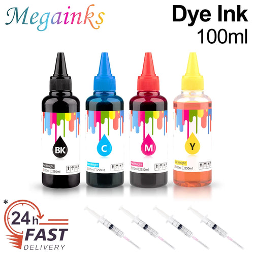 100ml Universal Dye Ink BK C M Y Kit Compatible For HP Canon Epson